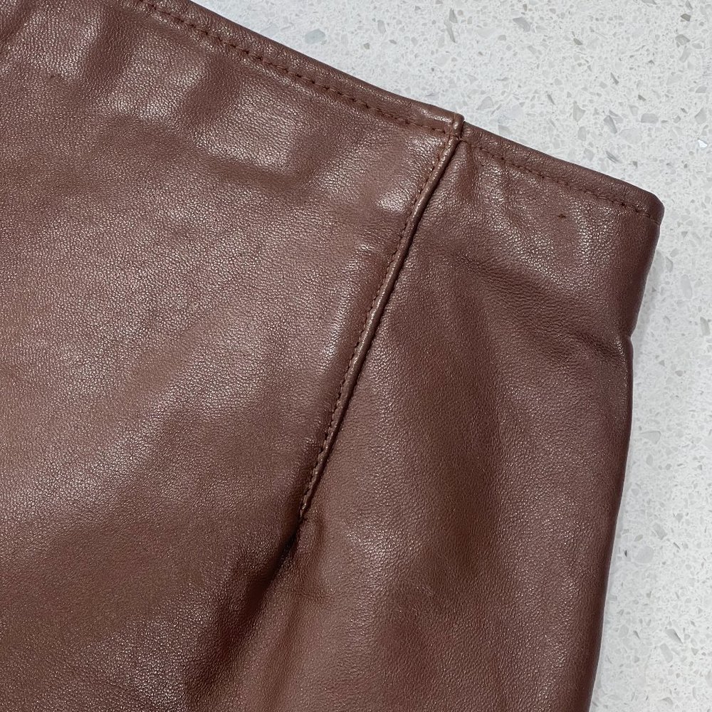 Brown Genuine Leather Pencil Skirt
